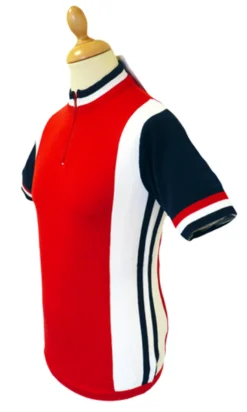'Hi-Wheel' - Madcap Retro Mod Cycling Top RED/NAVY -Men's Clothing Shop Hi wheel SS Red5 61192.1666957441