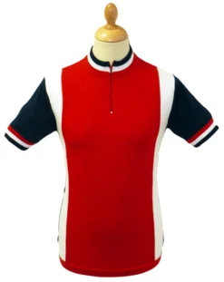 'Hi-Wheel' - Madcap Retro Mod Cycling Top RED/NAVY