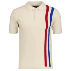 Beck Mod Racing Stripe Knit Polo NB -Men's Clothing Shop madcap england racing stripe knitted polo birch 3 85057.1668444257 1