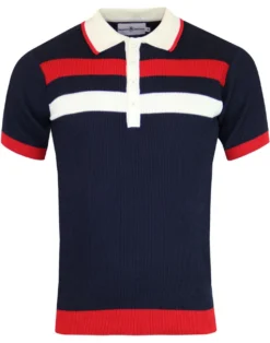 Terry Retro Mod Ribbed Stripe Polo (BB) -Men's Clothing Shop madcap england terry ribbed polo navy 3 82177.1661268986