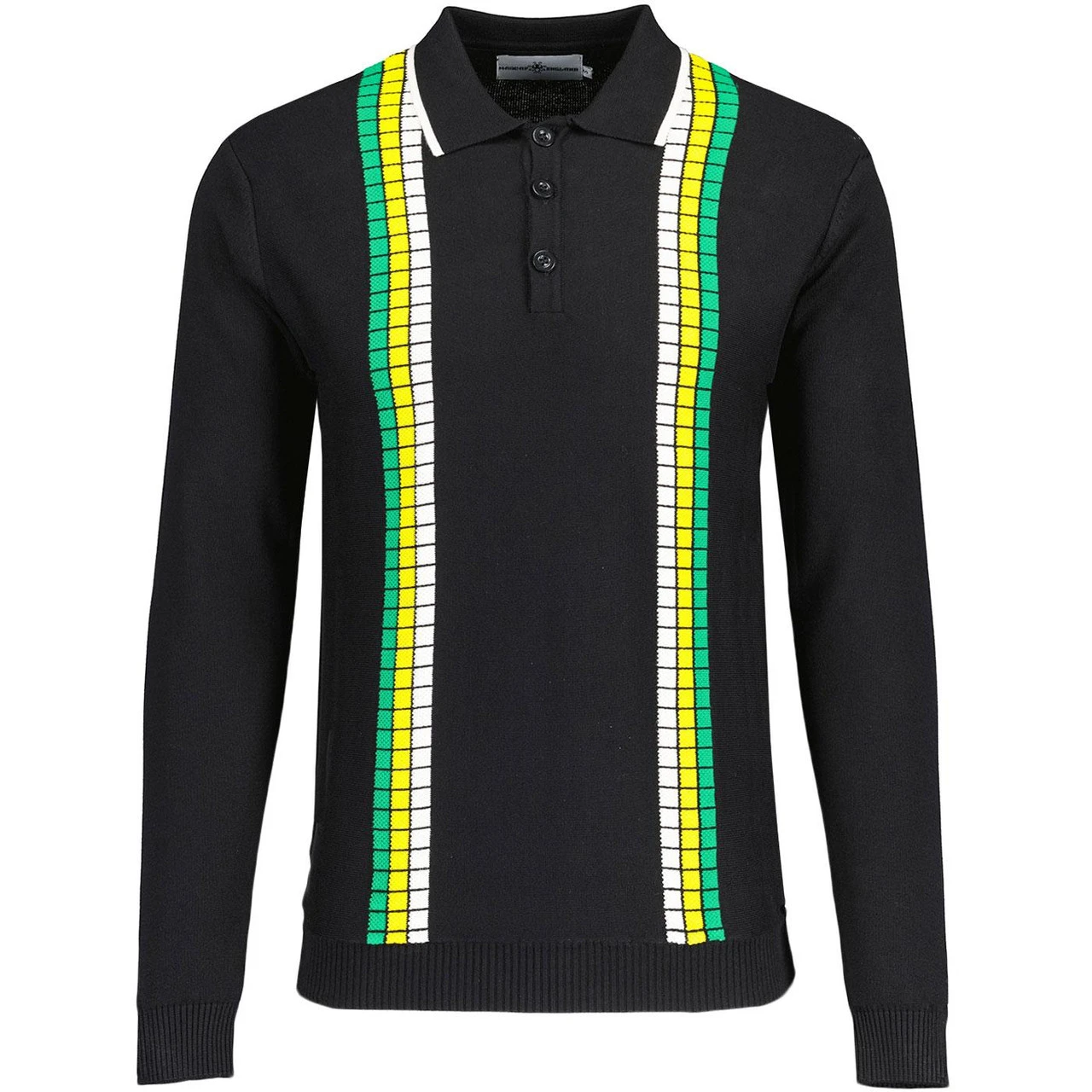 Zodiac Mod Textured Raised Stripe Knitted Polo Shirt Black 5 Zodiac Mod Textured Raised Stripe Knitted Polo Shirt Black - Image 5